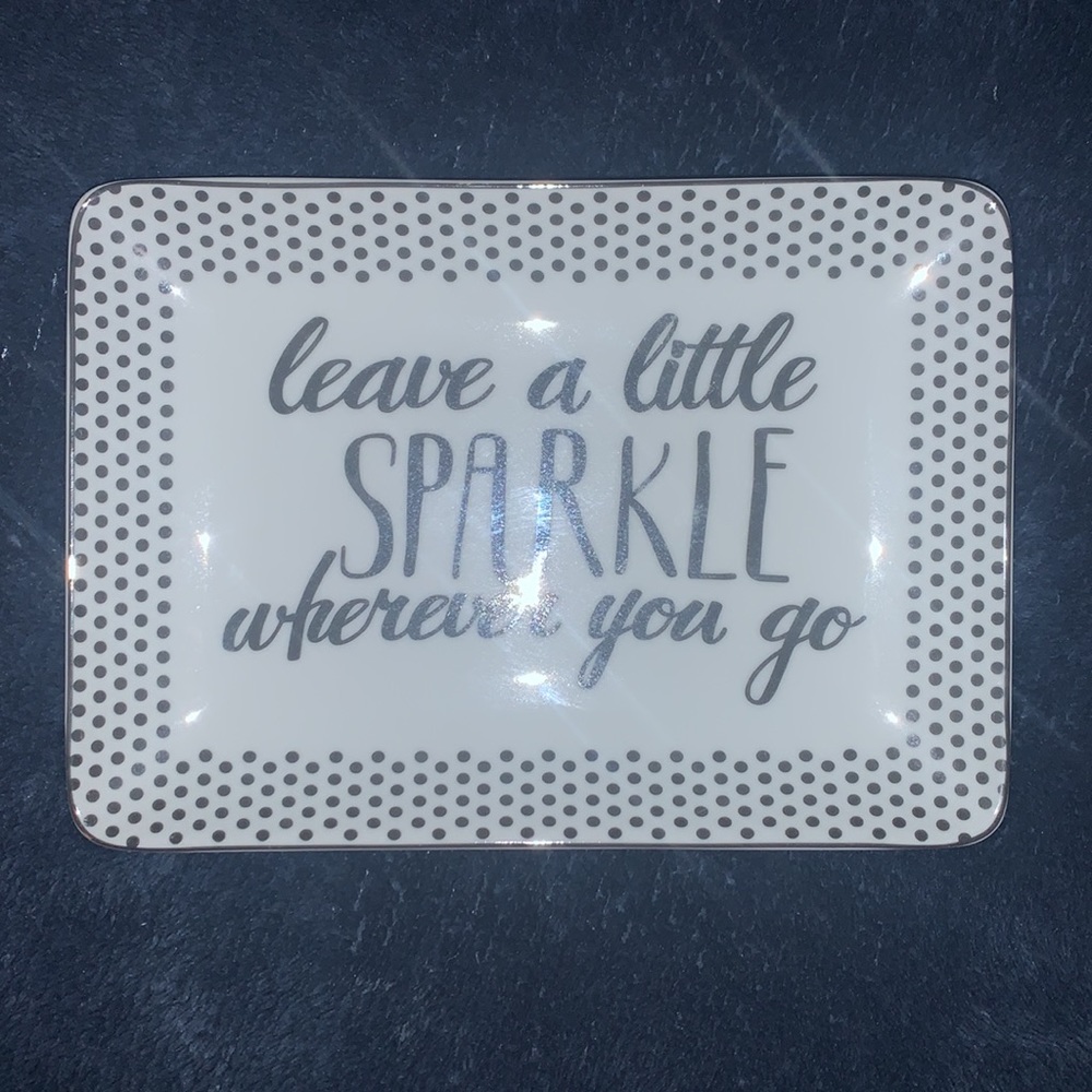 Silver and white decorative porcelain plate